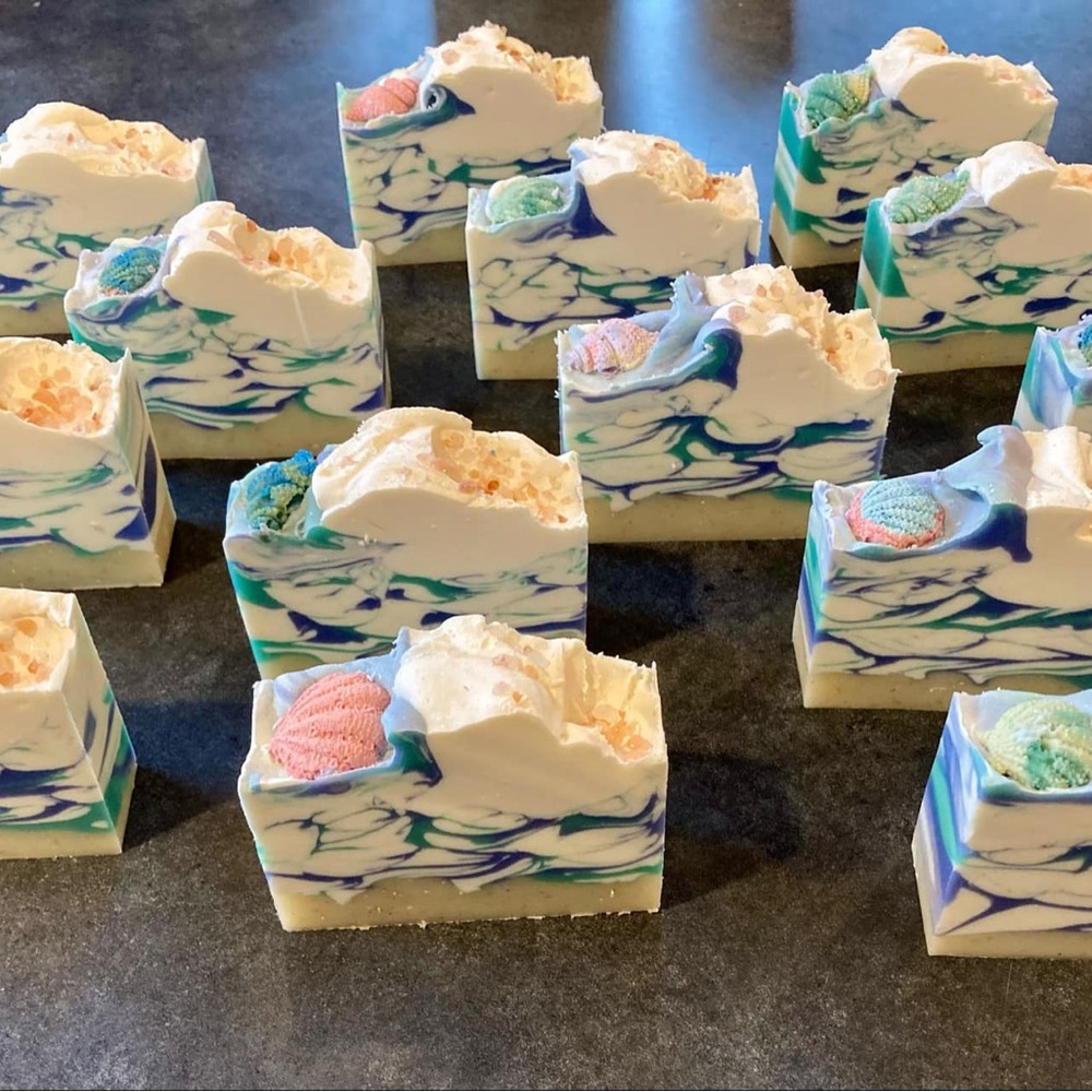 SOLD OUT 
Handcrafted Artisan Soap with Blue and White Swirls